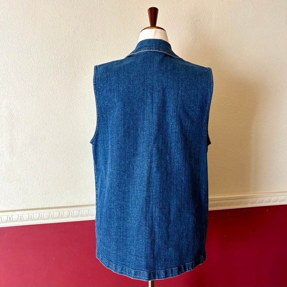 Vintage Katina Marie Blue Denim Rhinestone Embellished Vest USA Made Y2K Western - Picture 5 of 10